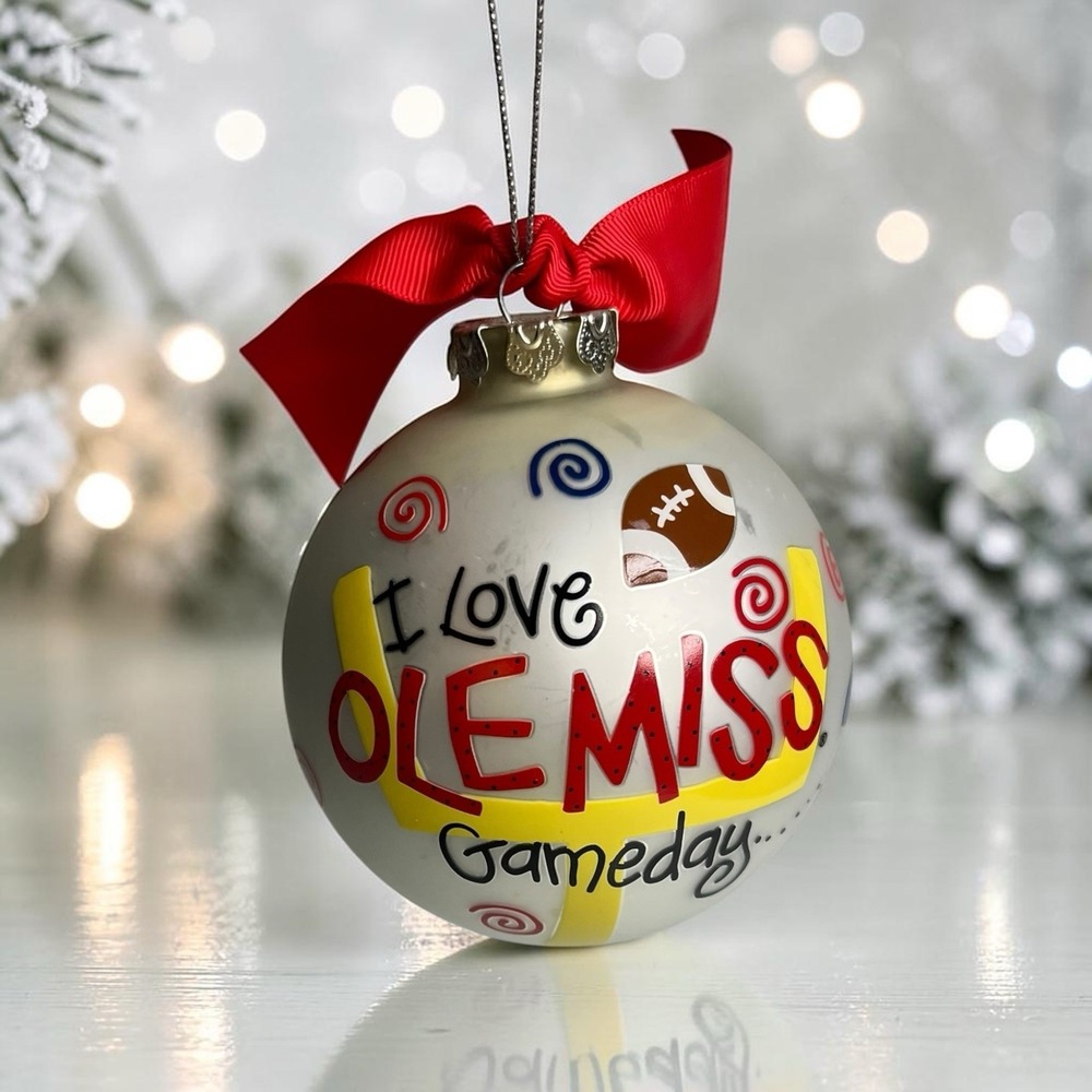Ole Miss University Mississippi Christmas Ornament I Love Gameday Rebels Ball